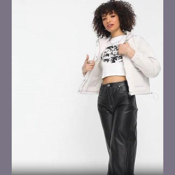 Violet Romance Size 4 Womens Quilted Short Jacket Coat in Stone - Picture 2 of 12